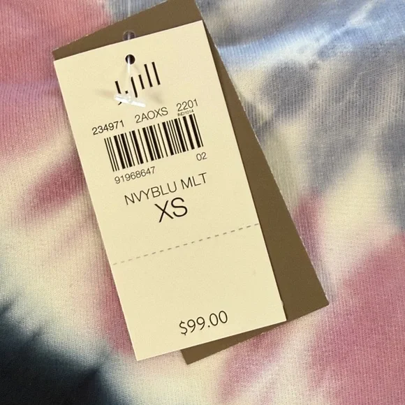 J. Jill Navy Tie-Dye Crewneck Sweatshirt with Pink & Light Blue Yoke - Picture 3 of 7
